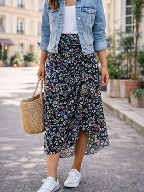 Rebecca Minkoff Floral Romy Skirt Draped Midi Size 4